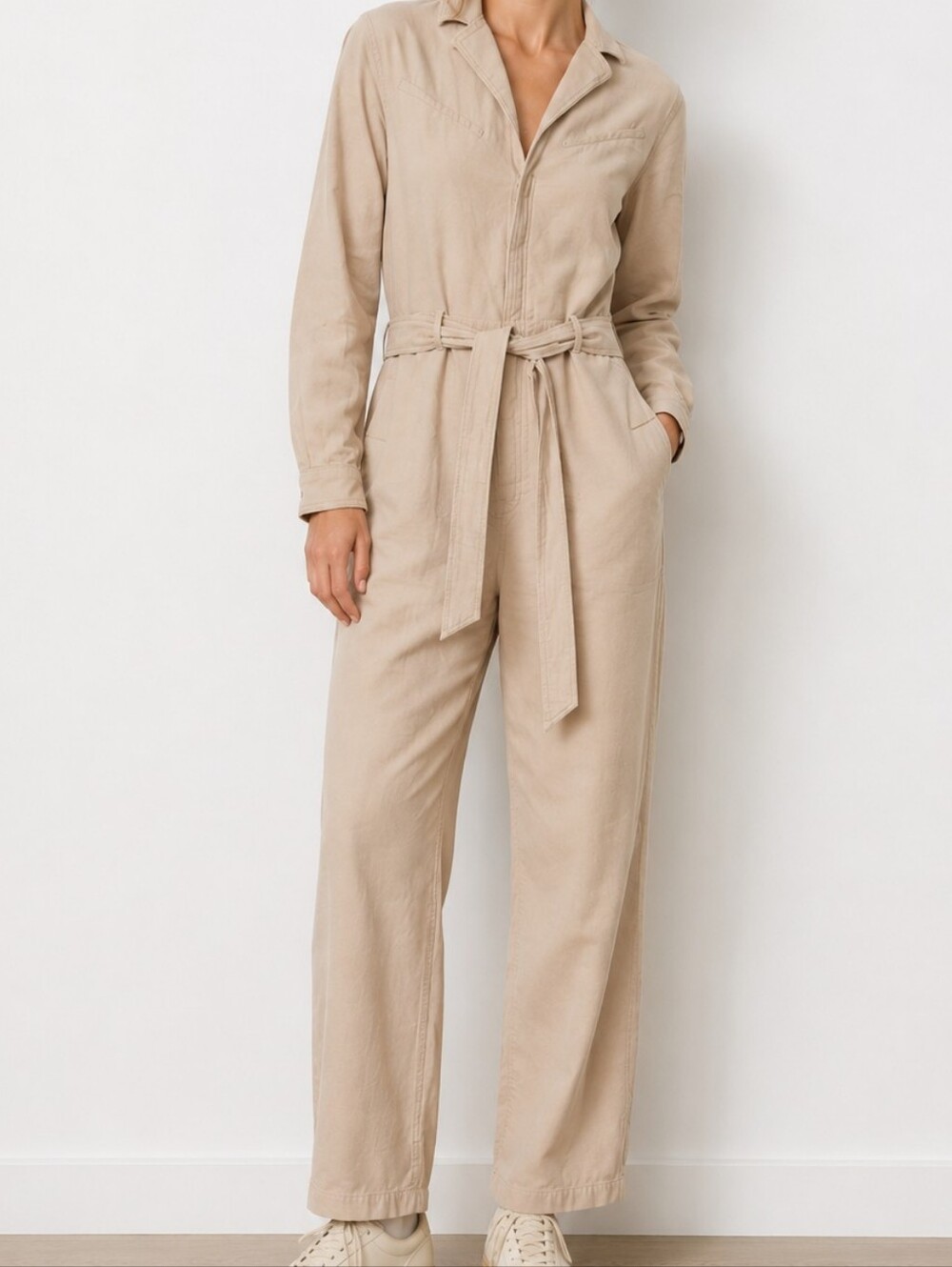 Express x Karla Blush Pink Utility Jumpsuit Women's M 100% Cotton Straight Leg